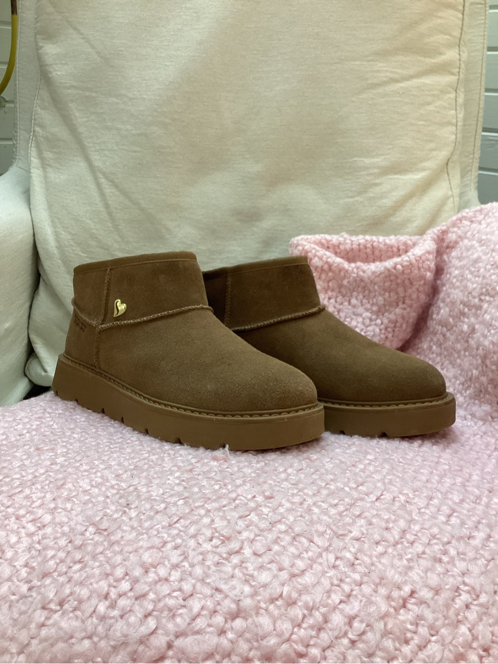 Skechers Slip-ons Tan Suede Shearling-Lined Ankle Boot
